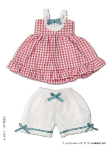 KIKIPOP! - Kinoko Planet "Gingham Baby Doll Set" Strawberry - Dolls.moe